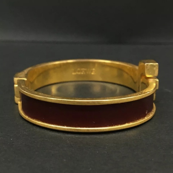 Loewe Gold Tone and Leather Bangle Bracelet with COA - Rank A - Picture 2 of 5